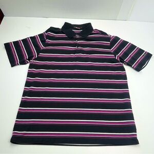 Nike Tiger Woods Collection Mens Dri-Fit Golf Polo Shirt Size Large Black Stripe